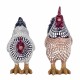 SET 2 FIGURAS GALLO Y GALLINA RESINA RÚSTICO 14X6.50X15 CM.