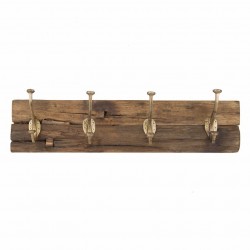 PERCHA 4 POMOS ANTIGUA MADERA DE DERIVA RÚSTICO 54X10X15 CM.