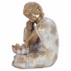 FIGURA BUDA SENTADO APOYADO SOBRE SU RODILLA RESINA DORADO ORIENTAL 18.50X17.50X23.50 CM.