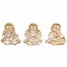 SET 3 FIGURAS MONJES DORADOS RESINA 13X9X13 CM.