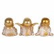 SET 3 FIGURAS MONJES FELICES DORADOS RESINA 20.50X12X16 CM.