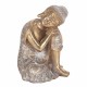 FIGURA BUDA SENTADO APOYADO SOBRE RODILLA RESINA DORADO ORIENTAL 15.50X15X20.30 CM.