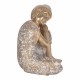 FIGURA BUDA SENTADO APOYADO SOBRE RODILLA RESINA DORADO ORIENTAL 15.50X15X20.30 CM.