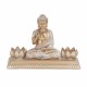 FIGURA PORTAVELAS T-LITE BUDA SENTADO DORADO RESINA ORIENTAL 24.50X9.5X17 CM.