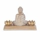 FIGURA PORTAVELAS T-LITE BUDA SENTADO DORADO RESINA ORIENTAL 24.50X9.5X17 CM.
