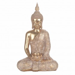 FIGURA BUDA SENTADO RESINA DORADO ORIENTAL 23.5X14.5X38 CM.