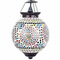 LÁMPARA DE TECHO REDONDA MOSAICO INDIA CRISTAL Y VIDRIO 28X28X33 CM.
