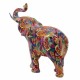 FIGURA ELEFANTE MULTICOLOR RESINA 28X11.5X28 CM.