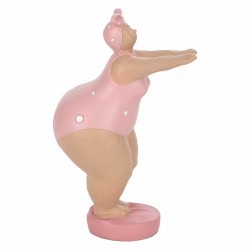 FIGURA MUJER BAÑISTA SALTO ROSA RESINA 13X9X20 CM.