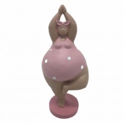 FIGURA MUJER BAÑISTA YOGA RESINA ROSA 11.50X10X26 CM.