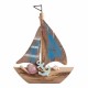 FIGURA BARCO VELERO CON CARACOLAS MADERA 23X6.50X28 CM.