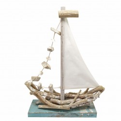 FIGURA BARCO VELERO MADERA 42X11.50X50 CM.