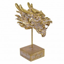 FIGURA DRAGÓN CHINO BUENA SUERTE RESINA DORADO 30X16X39.50 CM.