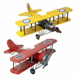 SET 2 FIGURAS AVIÓN BIPLANO VINTAGE METAL 45X41.50X16 CM.