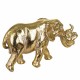 FIGURA ELEFANTE CON HIJO RESINA DORADO 33X10X18 CM.