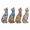 SET 4 FIGURAS GATO MULTICOLOR RESINA 7X5X16 CM.