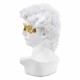 FIGURA BUSTO DAVID CON ANTIFAZ DORADO RESINA BLANCO 10X9X15 CM