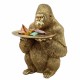 FIGURA GORILA CON PLATO RESINA 32X31X45 CM.