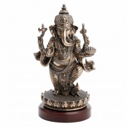 FIGURA GANESHA SOBRE FLOR DE LOTO RESINA 7.5X6.50X13.50 CM.