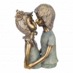 FIGURA PAREJA ENAMORADOS BESO RESINA ROMÁNTICO 20X14X32 CM.