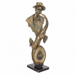 FIGURA HOMBRE MÚSICO SAXOFÓN RESINA 17X12X47.50 CM.