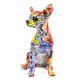 FIGURA PERRO CHIHUAHUA MULTICOLOR GRAFITI RESINA 12X17X25 CM.