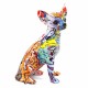 FIGURA PERRO CHIHUAHUA MULTICOLOR GRAFITI RESINA 12X17X25 CM.