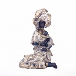 FIGURA AFRICANA CON BEBÉ RESINA 14X12X21.50 CM.