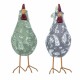 SET 2 FIGURAS GALLOS COLORES RESINA RÚSTICO 17X8X23 CM.