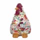 FIGURA GALLO FLORES MULTICOLOR RESINA 21X12.5X19 CM.