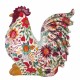 FIGURA GALLO FLORES MULTICOLOR RESINA 21X12.5X19 CM.