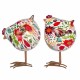 SET 2 FIGURAS GALLINAS FLORES RESINA 11X11X16.50 CM.