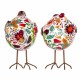 SET 2 FIGURAS GALLINAS FLORES RESINA 11X11X16.50 CM.