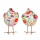 SET 2 FIGURAS GALLINAS FLORES RESINA 11X11X16.50 CM.