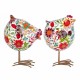 SET 2 FIGURAS GALLINAS FLORES RESINA 11X11X16.50 CM.