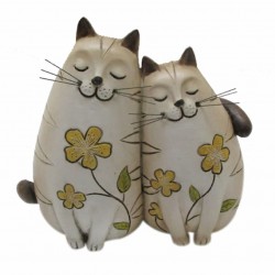 FIGURA PAREJA GATOS ENAMORADOS LOVE 14X7X13 CM.
