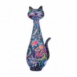 FIGURA GATO MULTICOLOR RESINA 7X6X20 CM.