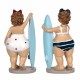 SET 2 FIGURAS MUJERES BAÑISTAS CON TABLA SURF RESINA 8.5X6X16 CM.