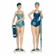 SET 2 FIGURAS MUJERES BAÑISTAS CON TABLA SURF Y SALVAVIDAS AZUL RESINA 8X7X28 CM.