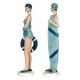 SET 2 FIGURAS MUJERES BAÑISTAS CON TABLA SURF Y SALVAVIDAS AZUL RESINA 8X7X28 CM.