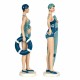 SET 2 FIGURAS MUJERES BAÑISTAS CON TABLA SURF Y SALVAVIDAS AZUL RESINA 8X7X28 CM.