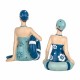 SET 2 FIGURAS MUJERES BAÑISTAS CON FLOTADOR AZUL RESINA 9X13X14 CM.