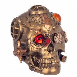 FIGURA CALAVERA FANTASÍA RESINA DORADO 14X12X13 CM.