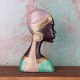 FIGURA CABEZA AFRICANA MUJER RESINA 14X6X25 CM.