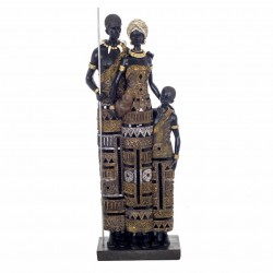 FIGURA FAMILIA AFRICANA CON JARRÓN RESINA 20.50X11X59 CM.