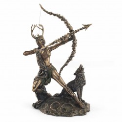 FIGURA DIOSA ARTEMIS DIOSA DE LA CAZA RESINA BRONCE 20X13X30 CM.