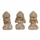 SET 3 FIGURAS BUDAS NO VE, NO HABLA, NO OYE RESINA DORADO 6.50X6.50X11.50 CM.