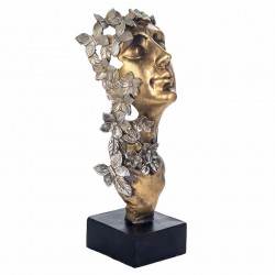 FIGURA ROSTRO HOMBRE CON FLORES Y MARIPOSAS RESINA BRONCE 12X10.50X33 CM.
