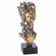 FIGURA ROSTRO HOMBRE CON FLORES Y MARIPOSAS RESINA BRONCE 12X10.50X33 CM.