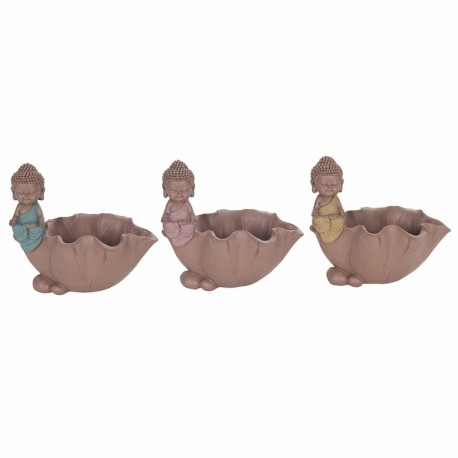 SET 3 MACETEROS FIGURAS BUDA RESINA 15.50X9X13.5 CM.